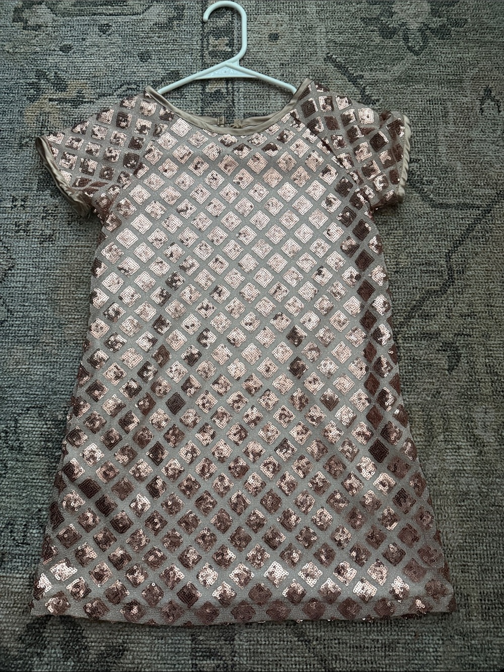 Peek Rose Gold Sequin Diamond-Pattern Girls Dress